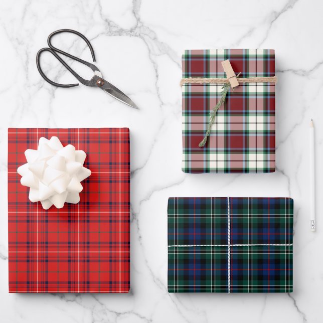 Clan Rose Tartan Variations Wrapping Paper Sheet (Front)