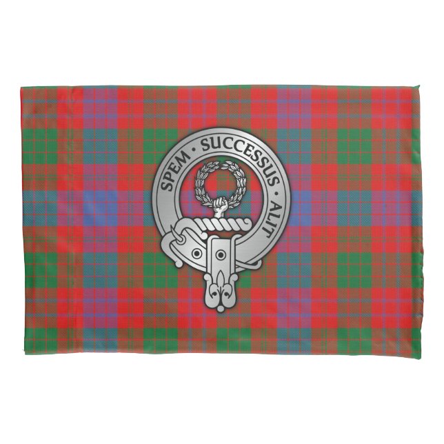 Clan Ross Crest on Tartan Pillow Case (Front)