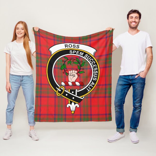 Clan Ross Modern Tartan Plaid Fleece Blanket (In Situ)