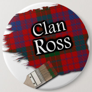Clan Ross Tartan Paint Brush 6 Inch Round Button
