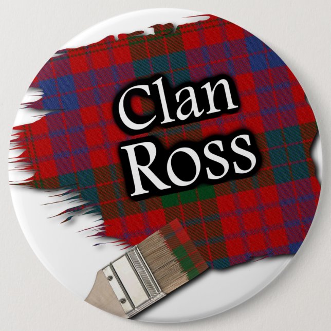 Clan Ross Tartan Paint Brush 6 Inch Round Button (Front)