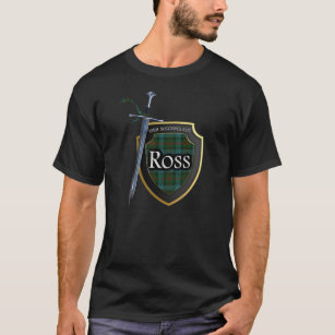Clan Ross Tartan Scottish Shield & Sword T-Shirt