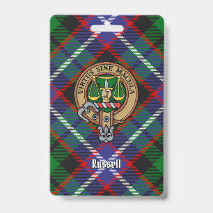 Clan Russell Crest over Tartan Badge