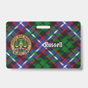 Clan Russell Crest over Tartan Badge