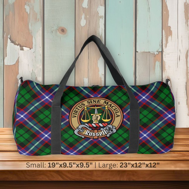 Clan Russell Crest over Tartan Duffle Bag (Creator Uploaded)
