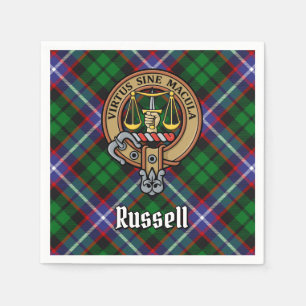 Clan Russell Crest over Tartan Napkin