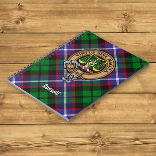 Clan Russell Crest over Tartan Notebook