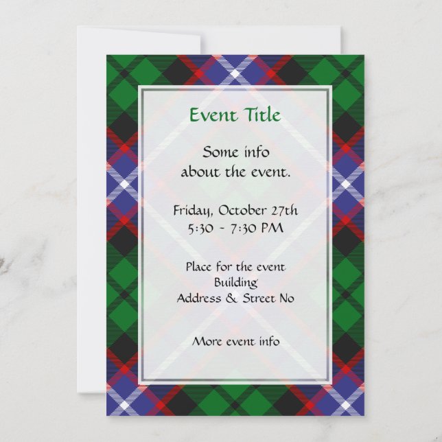 Clan Russell Tartan Invitation (Back)