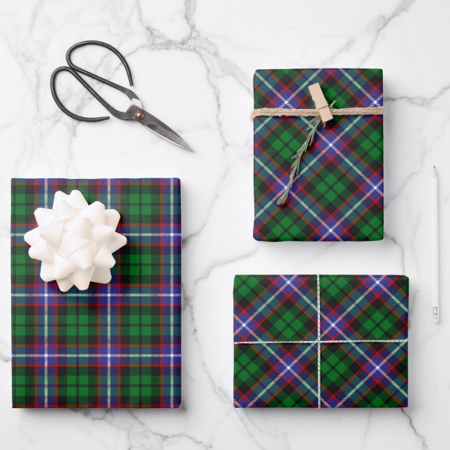 Clan Russell Tartan Wrapping Paper Sheet (Front)