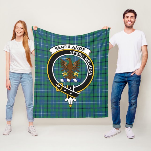 Clan Sandilands Ancient Tartan Plaid Fleece Blanket (In Situ)