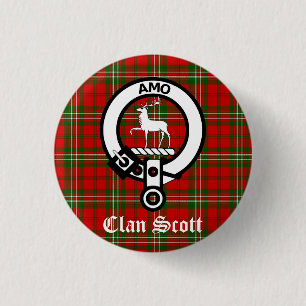 Clan Scott Crest Badge and Tartan 1 Inch Round Button