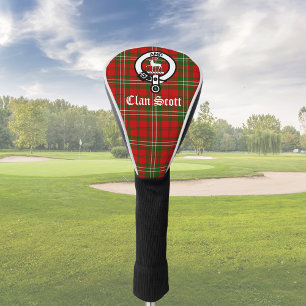 Clan Scott Crest Badge and Tartan Customizable Golf Head Cover