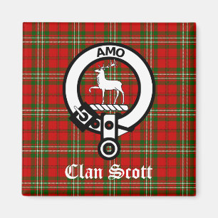 Clan Scott Crest Badge and Tartan Magnet