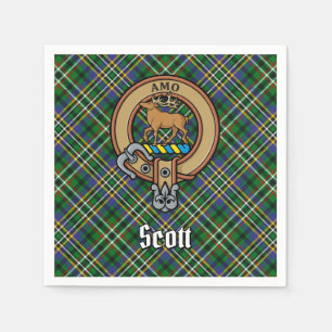 Clan Scott Crest over Green Tartan Napkin