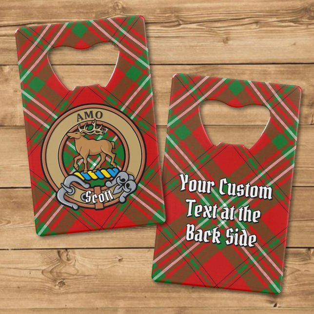 Clan Scott Crest over Red Tartan Credit Card Bottle Opener (Creator Uploaded)