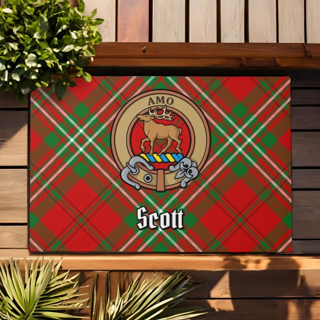 Clan Scott Crest over Red Tartan Doormat (Creator Uploaded)