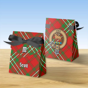 Clan Scott Crest over Red Tartan Favour Box