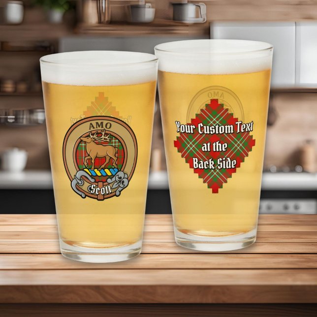 Clan Scott Crest over Red Tartan Glass (Creator Uploaded)
