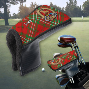 Clan Scott Crest over Red Tartan Golf Head Cover