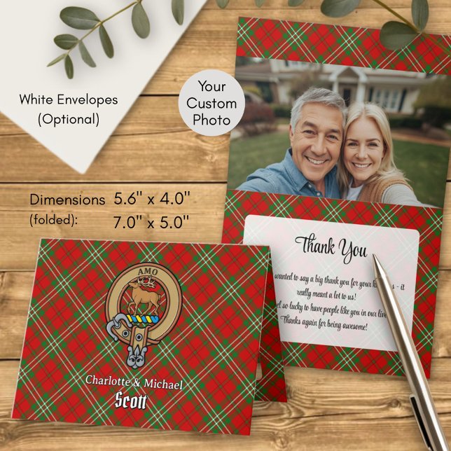 Clan Scott Crest over Red Tartan Invitation (Creator Uploaded)