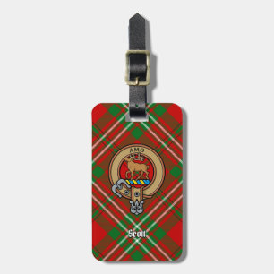 Clan Scott Crest over Red Tartan Luggage Tag