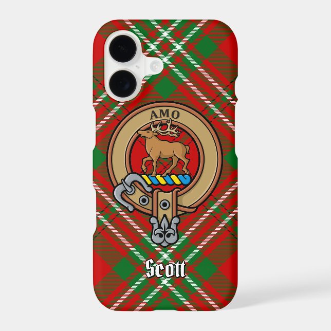 Clan Scott Crest sur Red Tartan coque iphone (Verso)