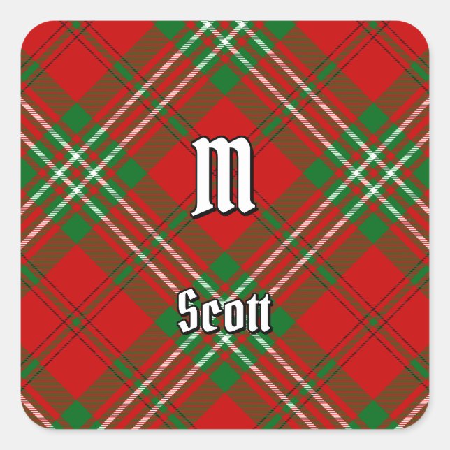 Clan Scott Red Tartan Square Sticker (Front)