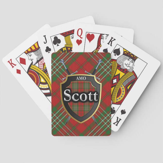 Clan Scott Scottish Shield & Swords Brand Playing Cards (Back)