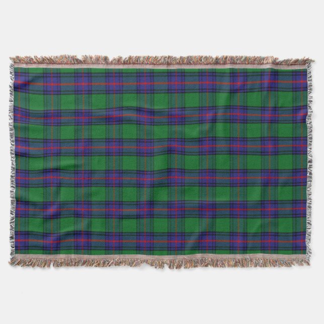 Clan Shaw Tartan Throw Blanket (Front)