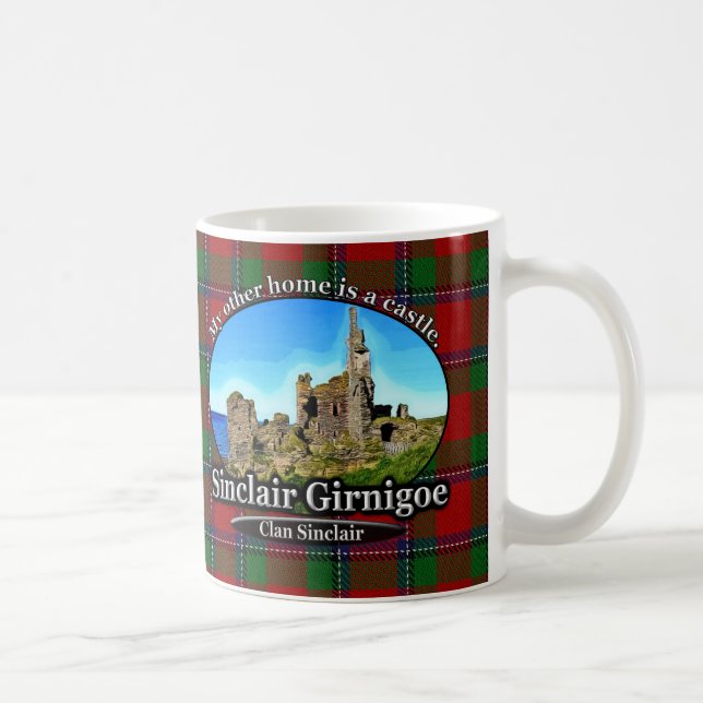 Clan Sinclair Castle Sinclair Girnigoe Tartan Coffee Mug (Right)