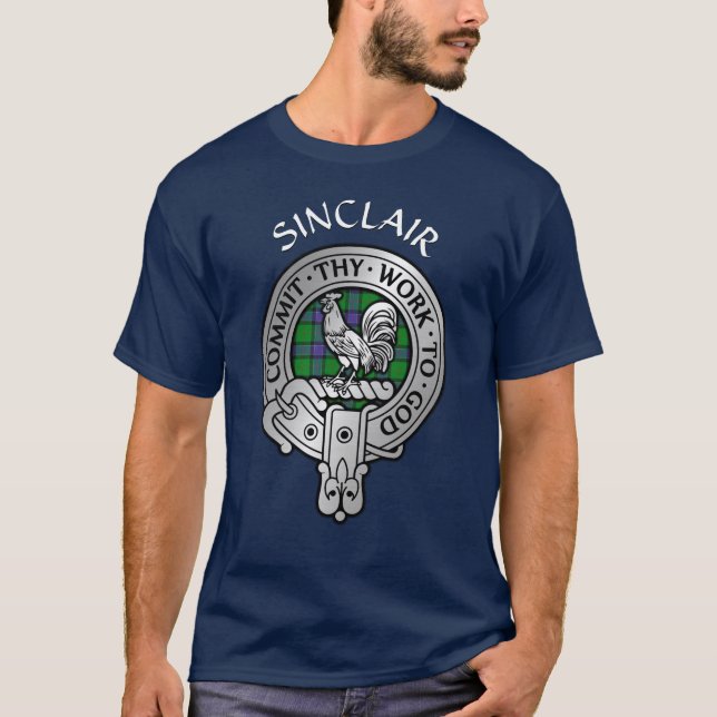 Clan Sinclair Crest & Hunting Tartan T-Shirt (Front)