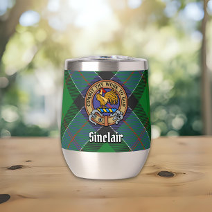Clan Sinclair Crest over Hunting Tartan