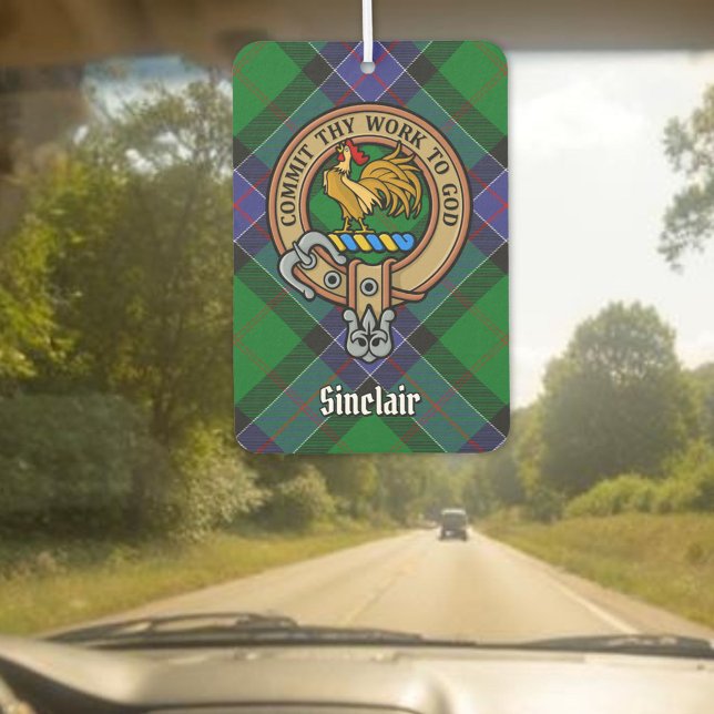 Clan Sinclair Crest over Hunting Tartan Air Freshener (Creator Uploaded)