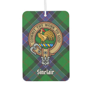 Clan Sinclair Crest over Hunting Tartan Air Freshener