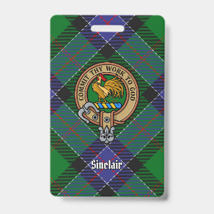 Clan Sinclair Crest over Hunting Tartan Badge
