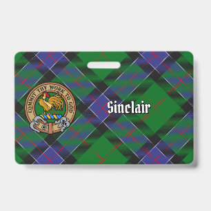 Clan Sinclair Crest over Hunting Tartan Badge