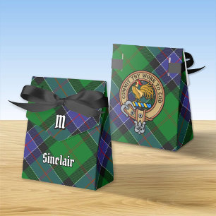 Clan Sinclair Crest over Hunting Tartan Favor Box