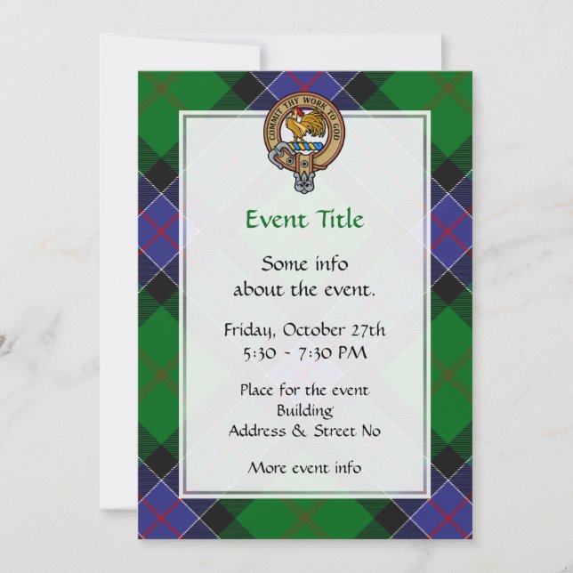 Clan Sinclair Crest over Hunting Tartan Invitation (Front)