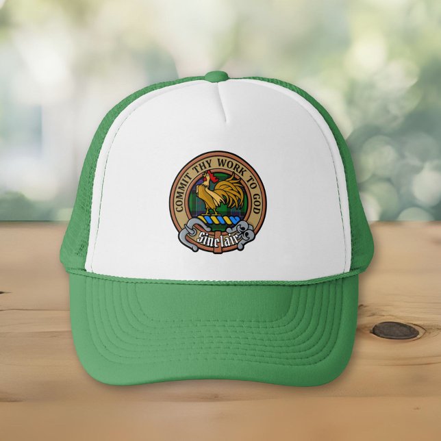 Clan Sinclair Crest over Hunting Tartan Trucker Hat (Creator Uploaded)