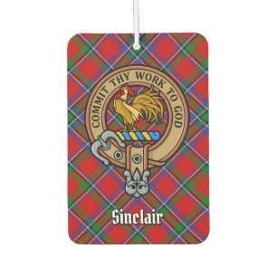 Clan Sinclair Crest over Red Tartan Air Freshener