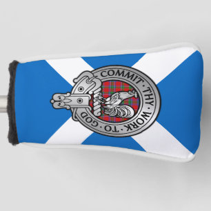 Clan Sinclair Crest & Tartan on Saltire Golf Head Cover