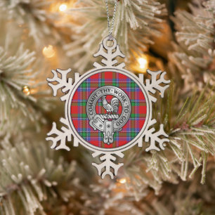 Clan Sinclair Crest & Tartan Snowflake Pewter Christmas Ornament