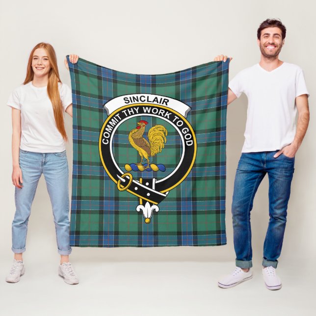 Clan Sinclair Hunting Ancient Tartan Plaid Fleece Blanket (In Situ)
