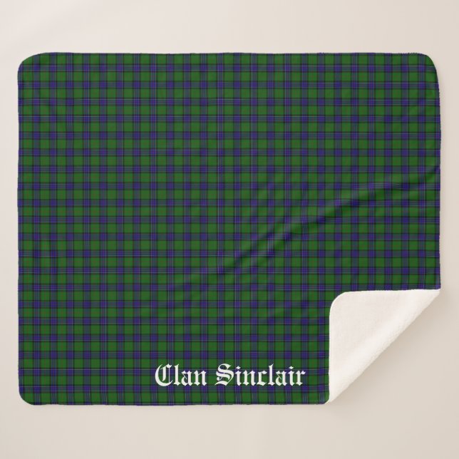 Clan Sinclair Tartan Customizable Sherpa Blanket (Front (Horizontal))