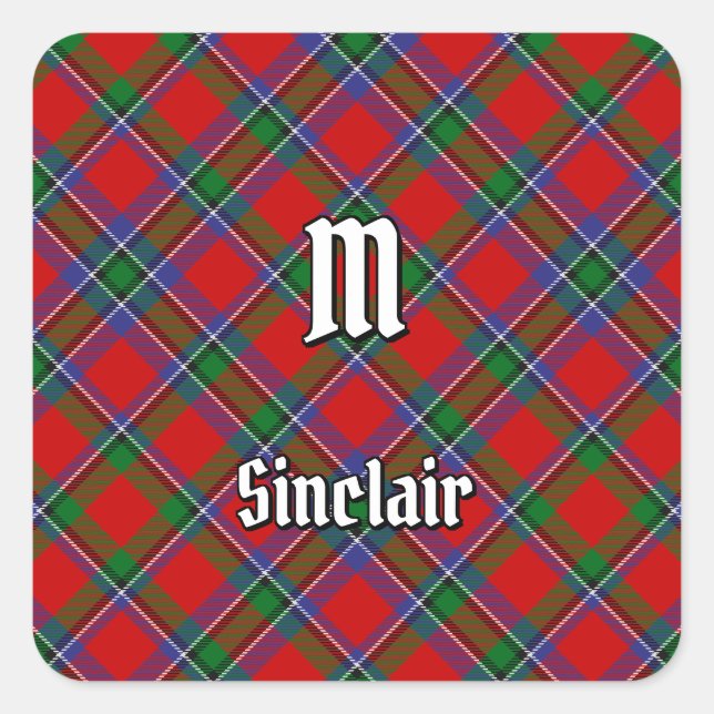 Clan Sinclair Tartan Square Sticker (Front)