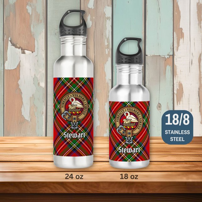 Clan Stewart Crest over Royal Tartan 710 Ml Water Bottle (Creator Uploaded)
