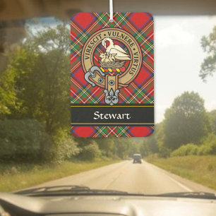 Clan Stewart Crest over Royal Tartan Air Freshener