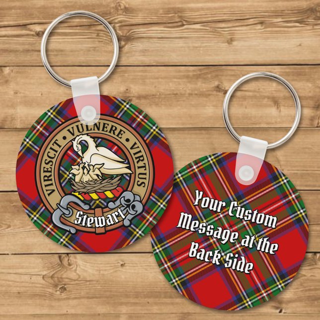 Clan Stewart Crest over Royal Tartan Keychain (Creator Uploaded)