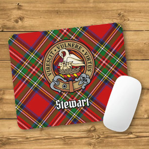 Clan Stewart Crest over Tartan Mouse Pad