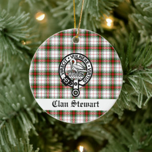 Clan Stewart Crest & Tartan Customizable Ceramic Ornament